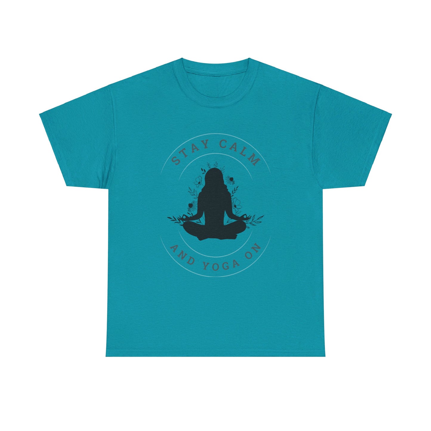 Stay Calm and Yoga On Unisex Heavy Cotton Tee