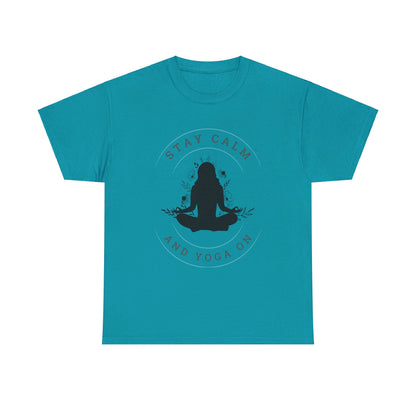 Stay Calm and Yoga On Unisex Heavy Cotton Tee