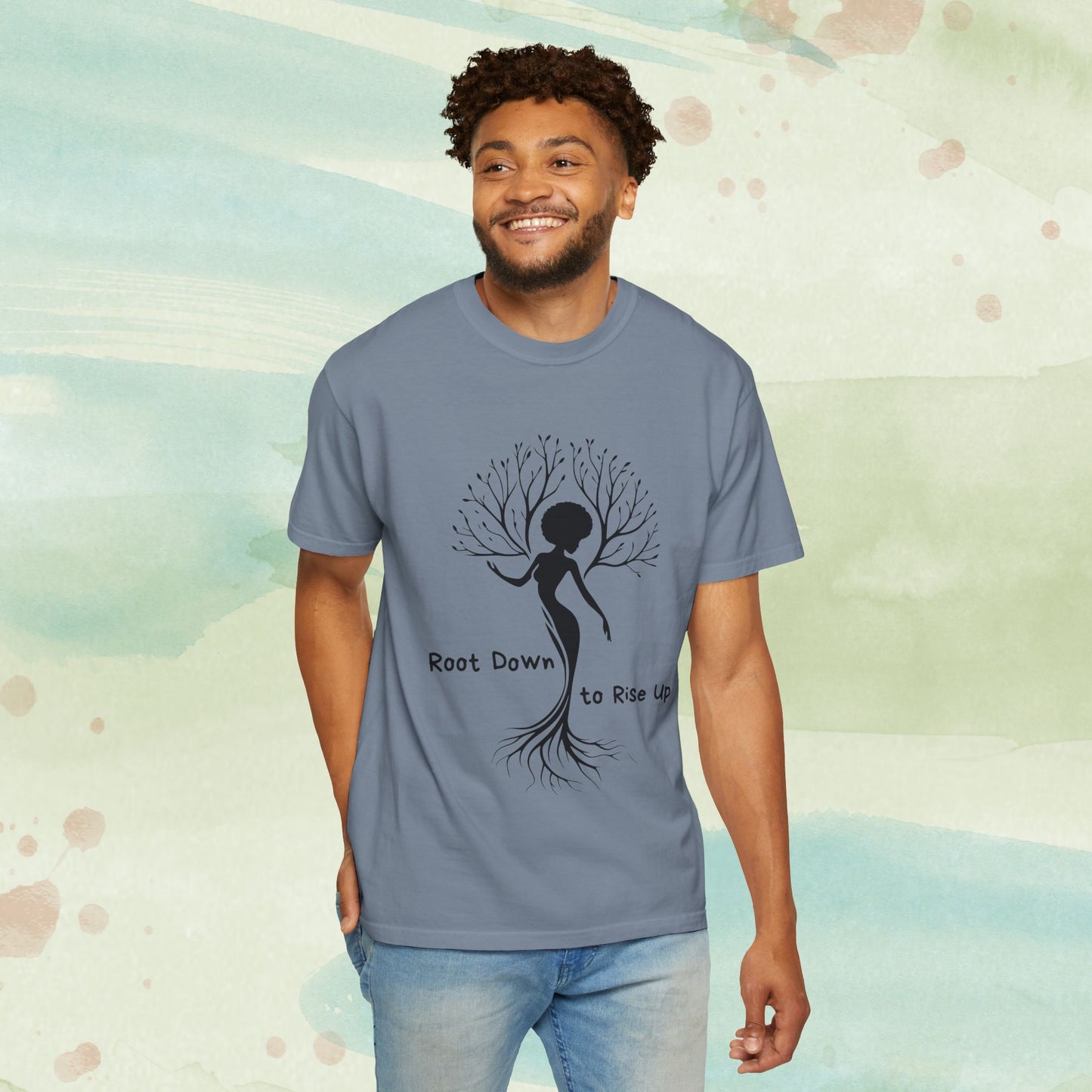 Root Down to Rise Up | Vintage Comfort Colors Yoga Tee | Grounding Botanical Graphic Shirt