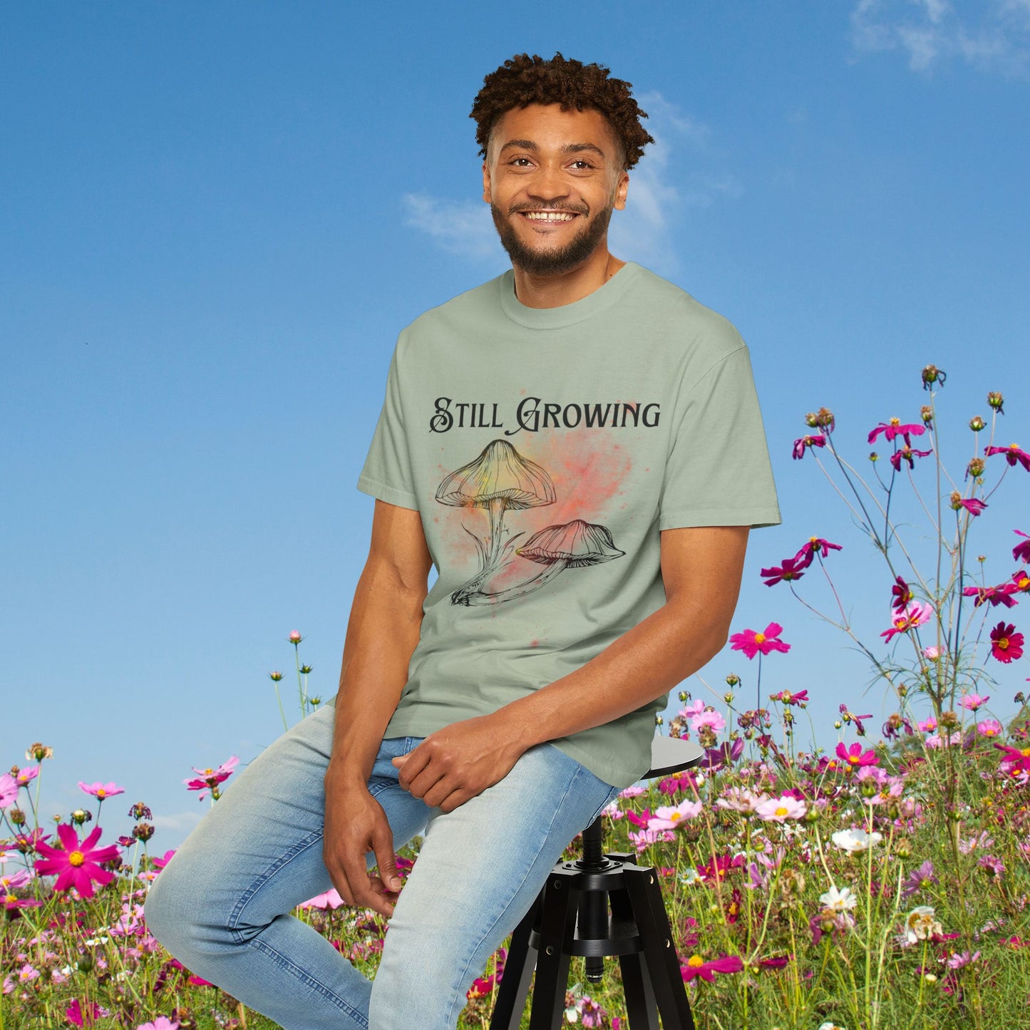 Still Growing Botanical Affirmation Tee | Grace and Growth Nature Inspired Shirt