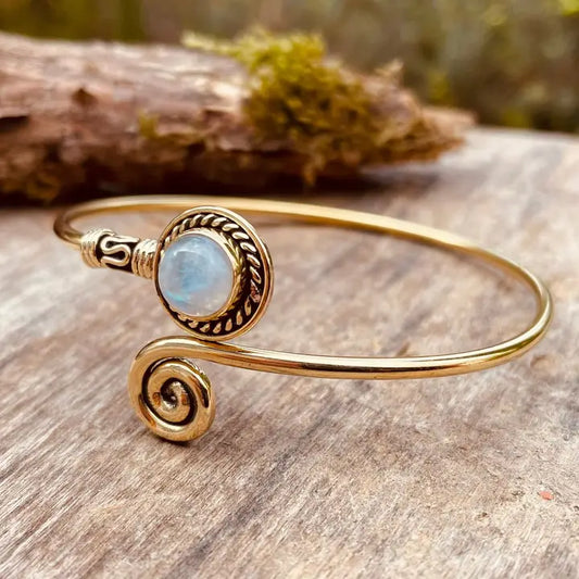 Handmade Golden Moonstone Spiral Bracelet