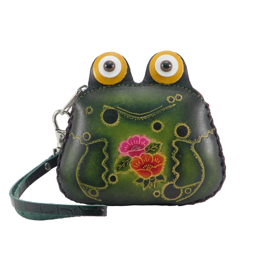 Handmade Leather Frog Coin Purse & Wristlet Wallet