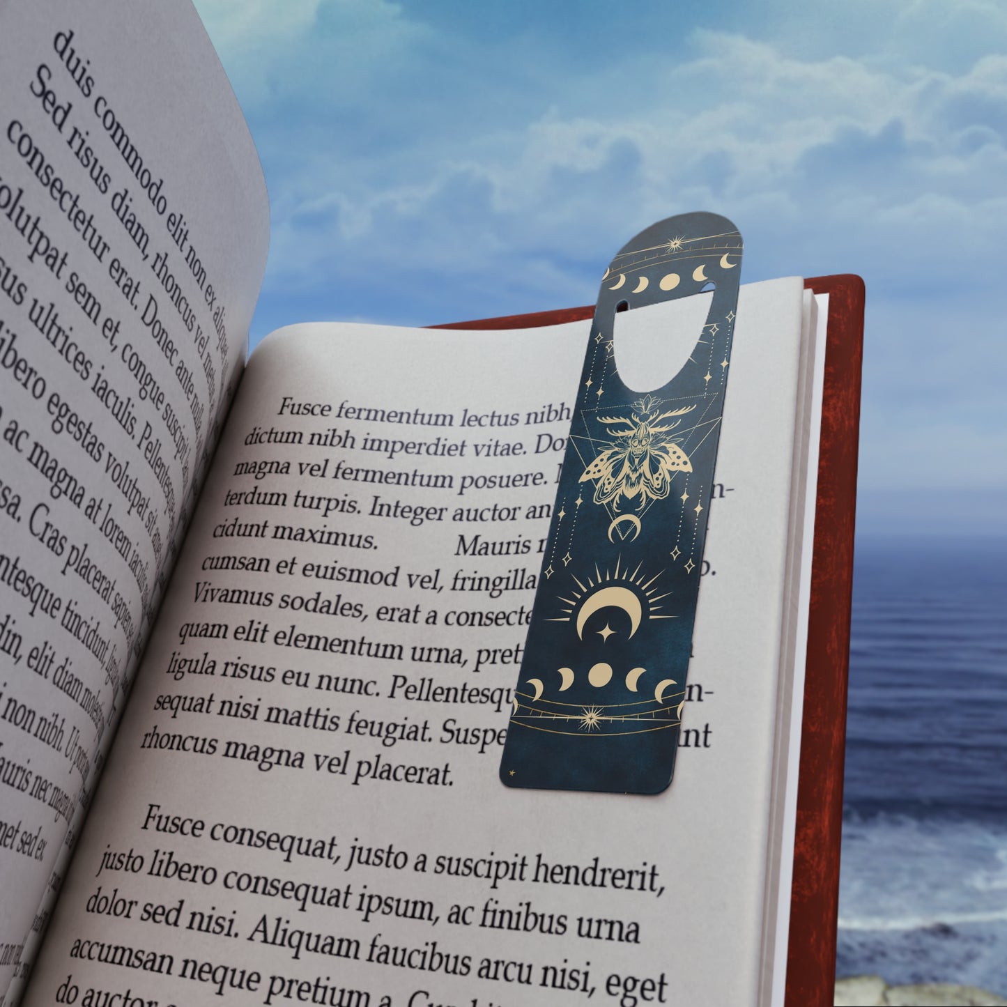 Mystic Moon Moth Bookmark — Celestial Metal Page Marker