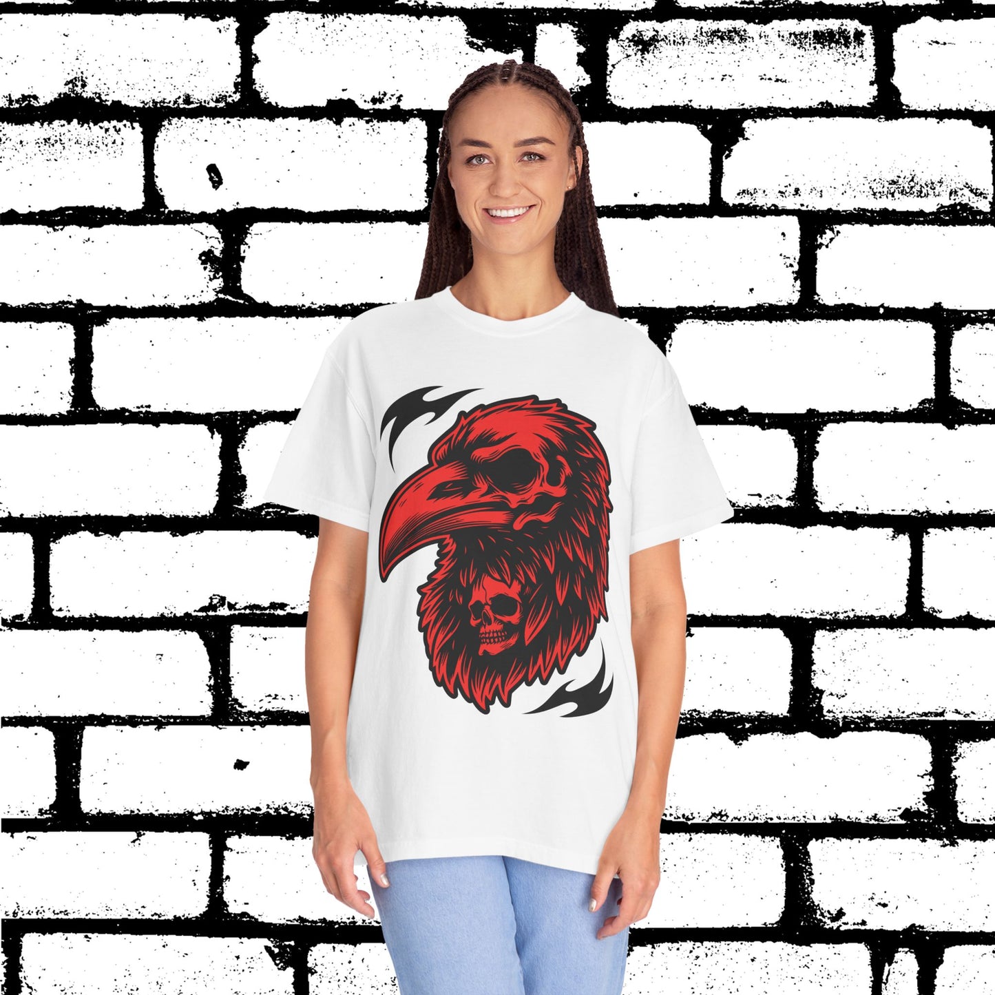 The Alchemist's Omen Tee | Red & Black Bird Skull Graphic