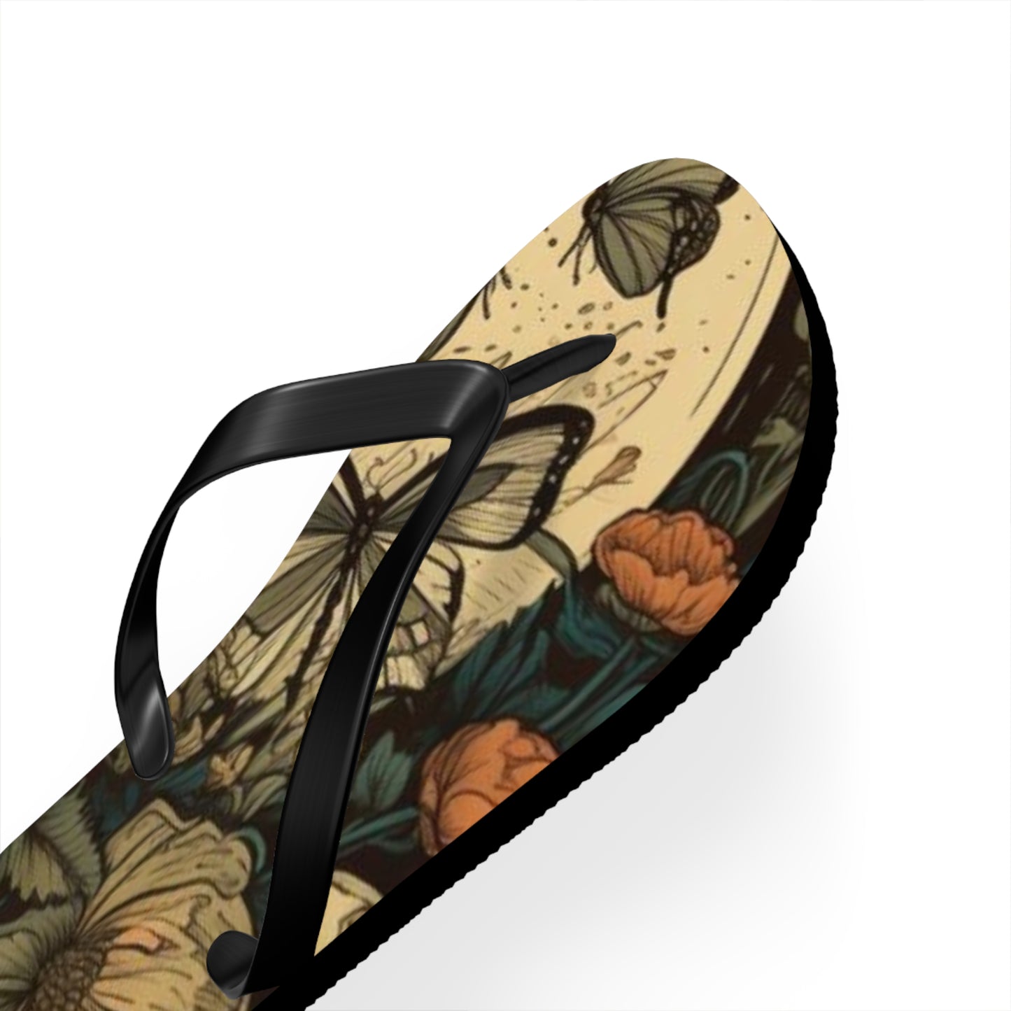 Moon and Flowers Flip Flops - Eccentricity Emporium LLC