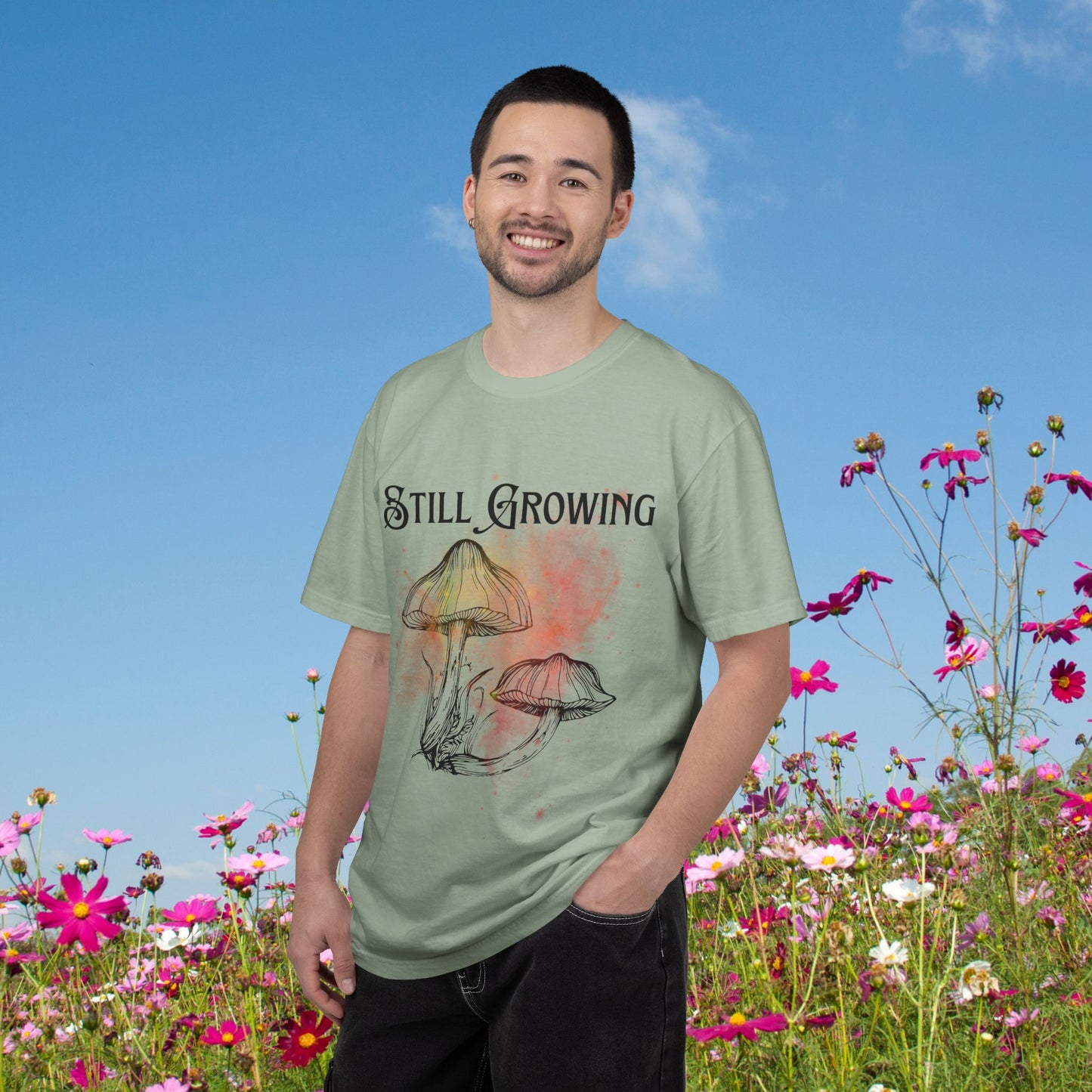 Still Growing Botanical Affirmation Tee | Grace and Growth Nature Inspired Shirt