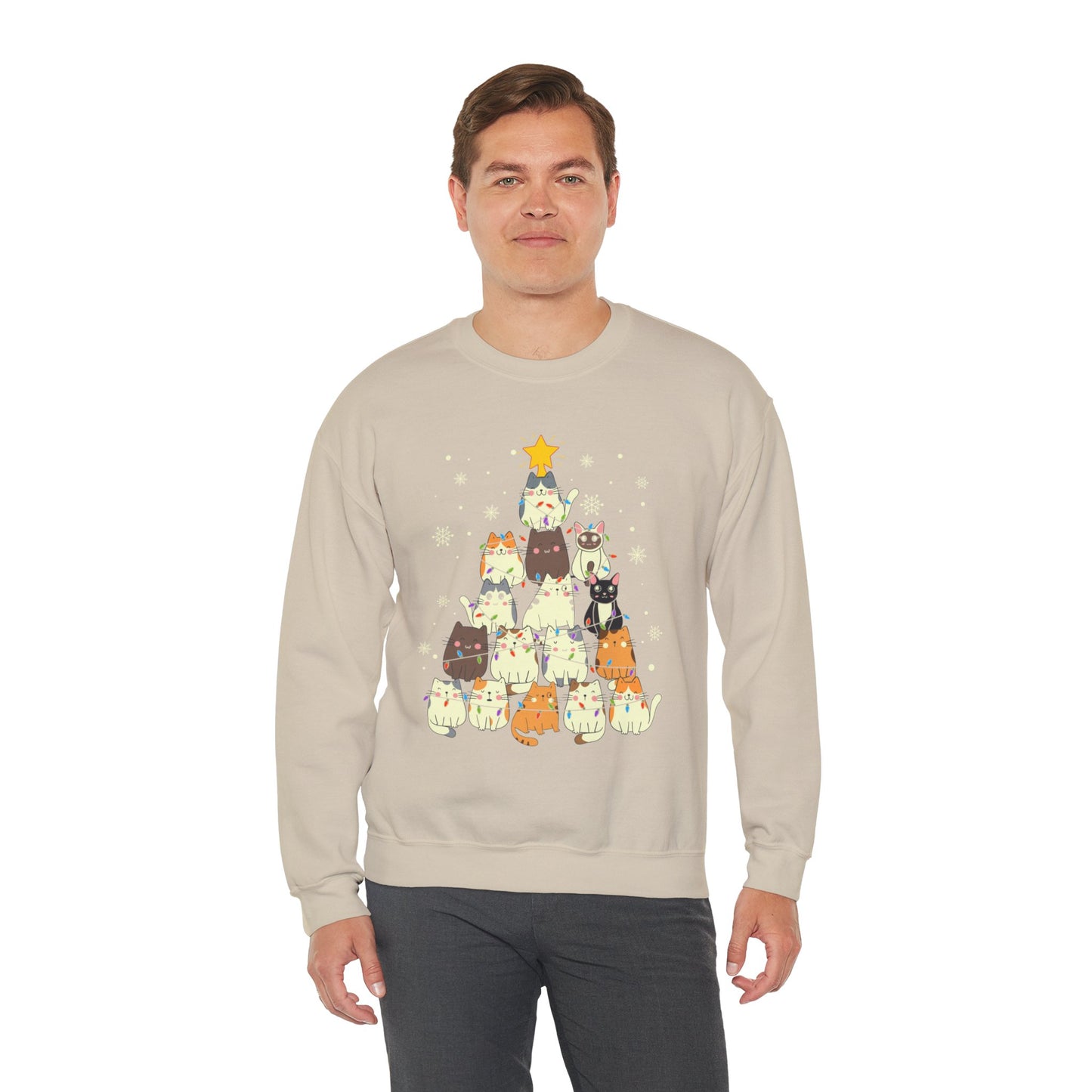 Cat Christmas Tree Unisex Heavy Blend™ Crewneck Sweatshirt