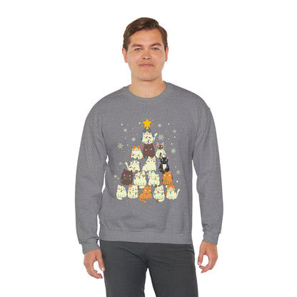 Cat Christmas Tree Unisex Heavy Blend™ Crewneck Sweatshirt