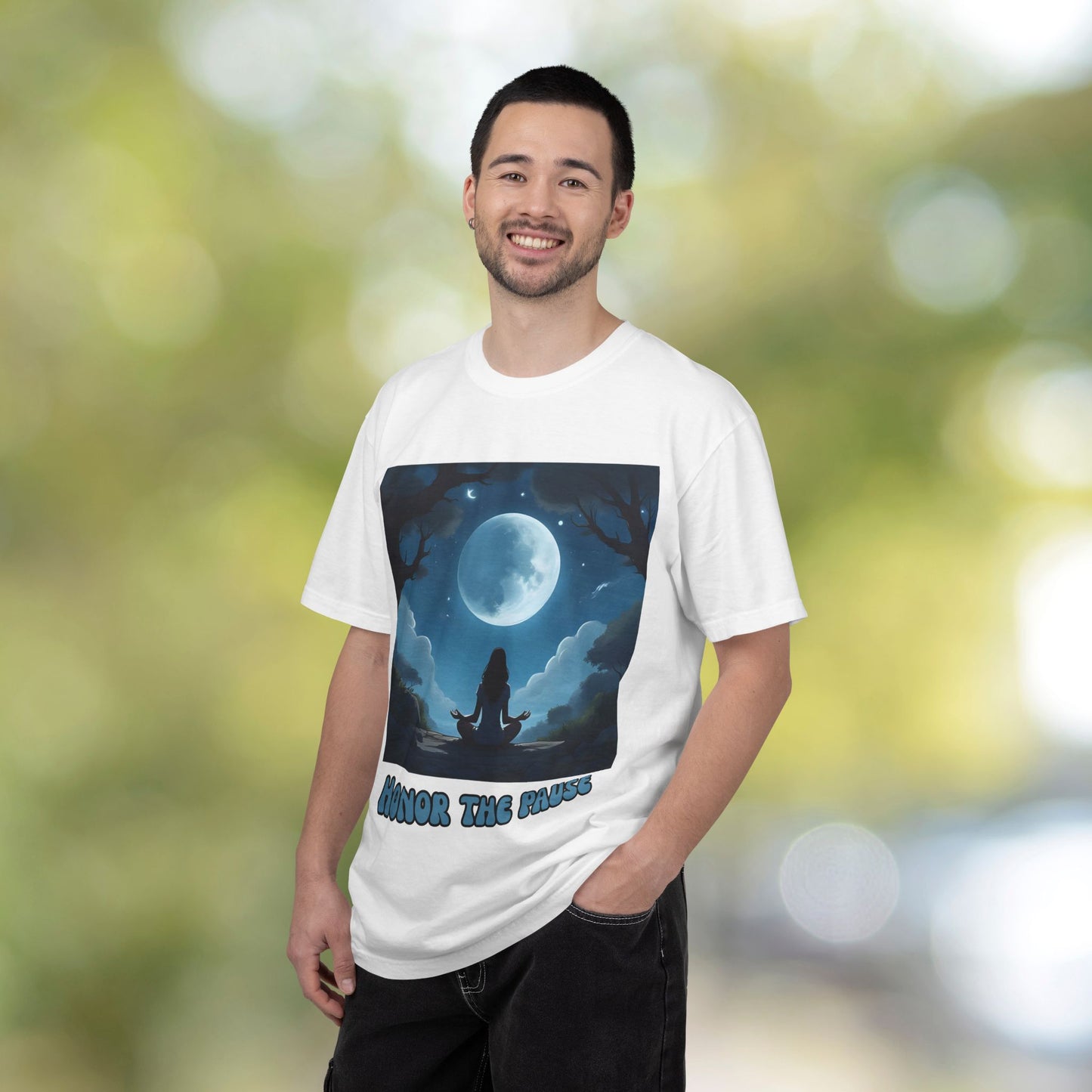 Honor the Pause Graphic Tee | Mindful Meditation Shirt | Celestial Self-Care Affirmation