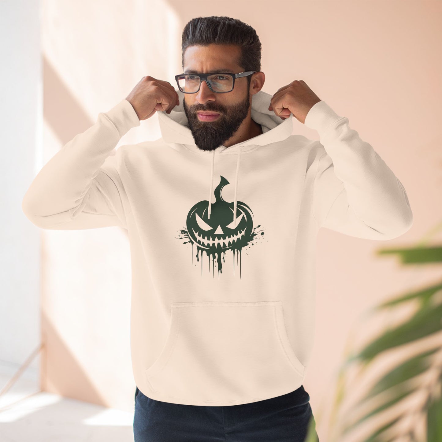 Scary Pumpkin Three-Panel Fleece Hoodie