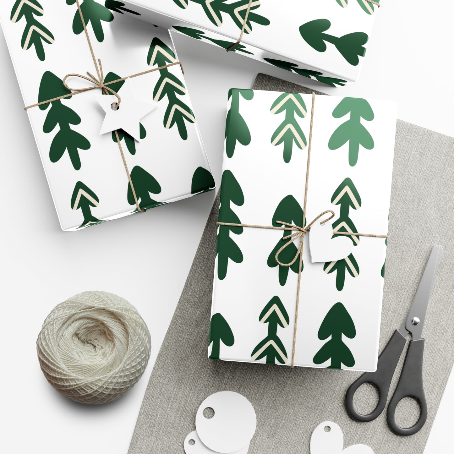 Handdrawn Christmas Trees Gift Wrap Papers