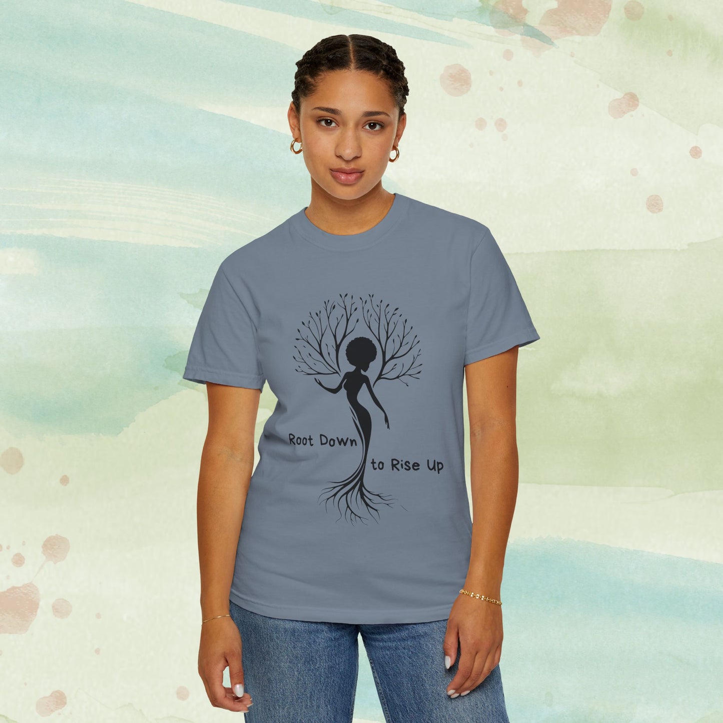 Root Down to Rise Up | Vintage Comfort Colors Yoga Tee | Grounding Botanical Graphic Shirt