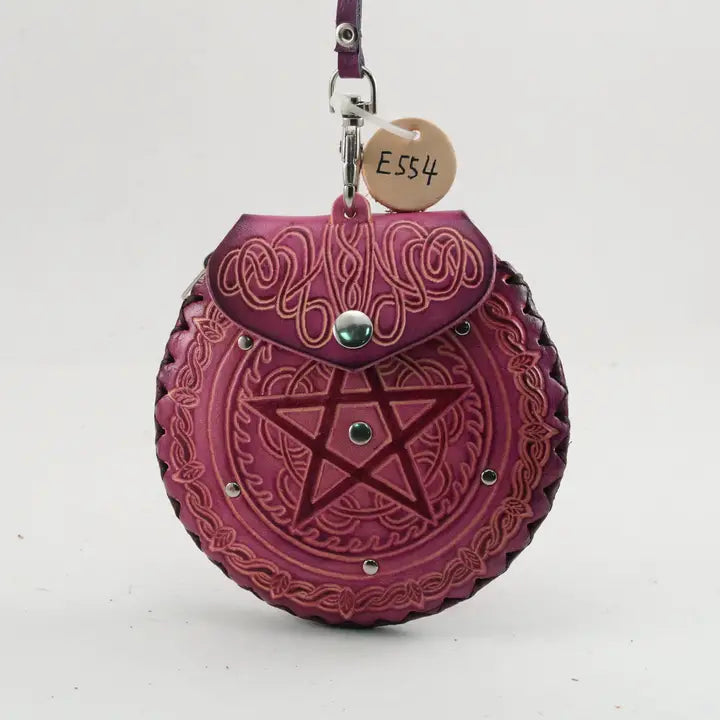 Handmade Leather Pentagram Coin Purse & Wristlet Wallet