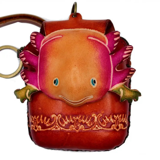 Handmade Leather Axolotl Coin Purse & Wristlet Wallet