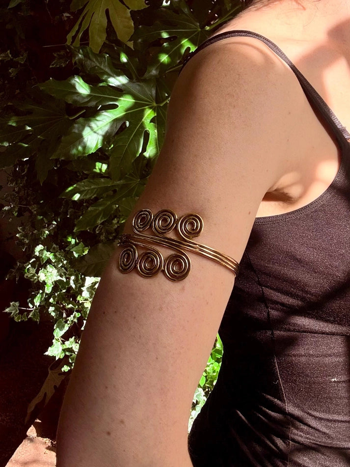 Handmade 6-Spiral Brass Arm Cuff